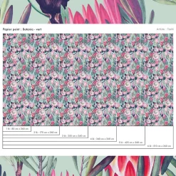 Papier peint botanique avec fleurs tropicales - 85x260 cm (l x h)