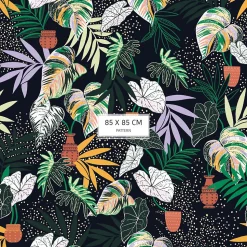 Papier peint botanique avec des feuilles d'alocasia et des palmiers - 85x260 cm (l x h)