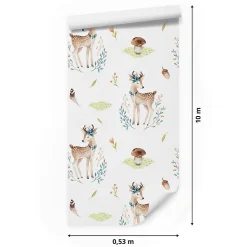 Papier Peint CERF Champignons Feuilles Pour Chambre D'Enfant