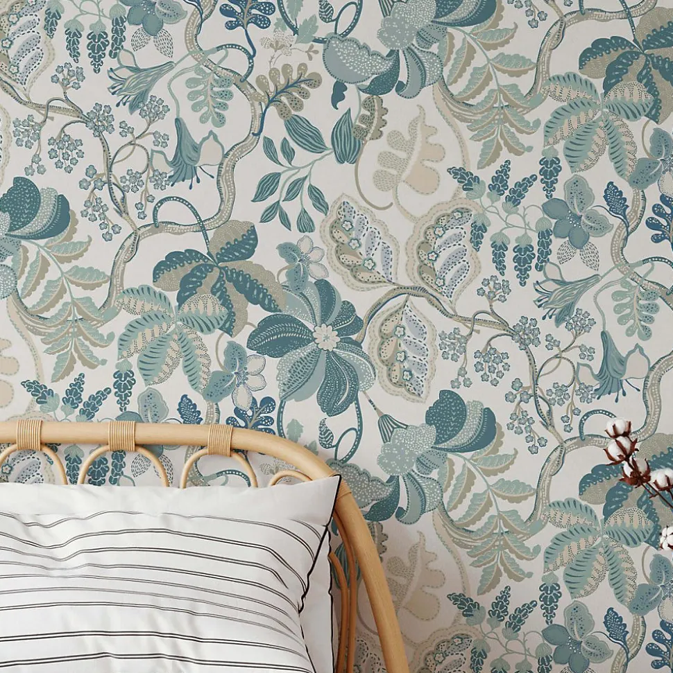 Papier peint chic et délicat avec plantes grimpantes fantaisistes - 85x260 cm (l x h)