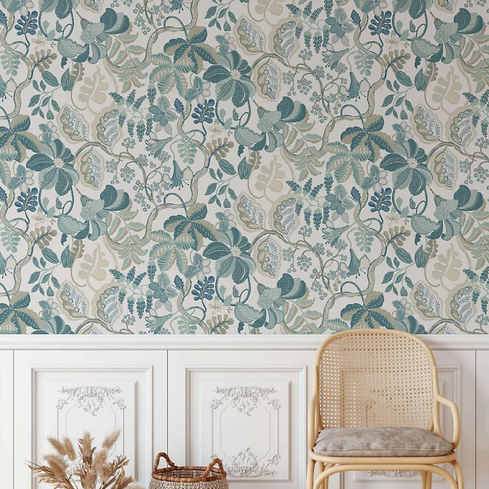 Papier peint chic et délicat avec plantes grimpantes fantaisistes - 85x260 cm (l x h)