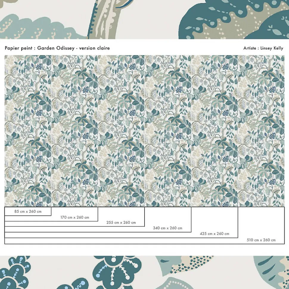 Papier peint chic et délicat avec plantes grimpantes fantaisistes - 85x260 cm (l x h)