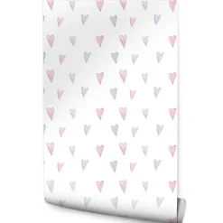 Papier Peint COEURS Pastel Couleurs Pour Chambre D'Enfant