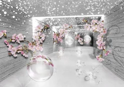 Papier Peint 3D Abstrait Fleurs Intissé Panoramique 400x280 cm - Colle Inclus - Chambre et Salon - Moderne Papier Peint