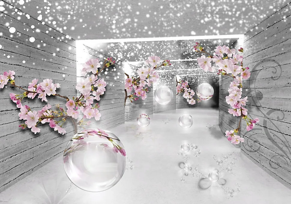 Papier Peint 3D Abstrait Fleurs Intissé Panoramique 400x280 cm - Colle Inclus - Chambre et Salon - Moderne Papier Peint