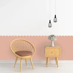 Papier peint découpé préencollé, soubassement, festonné rose, rose pâle, festons, uni, raccordable, 83 cm X 195 cm