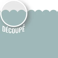 Papier peint découpé préencollé, soubassement, festonné bleu vert, festons, uni, raccordable, 83 cm X 195 cm