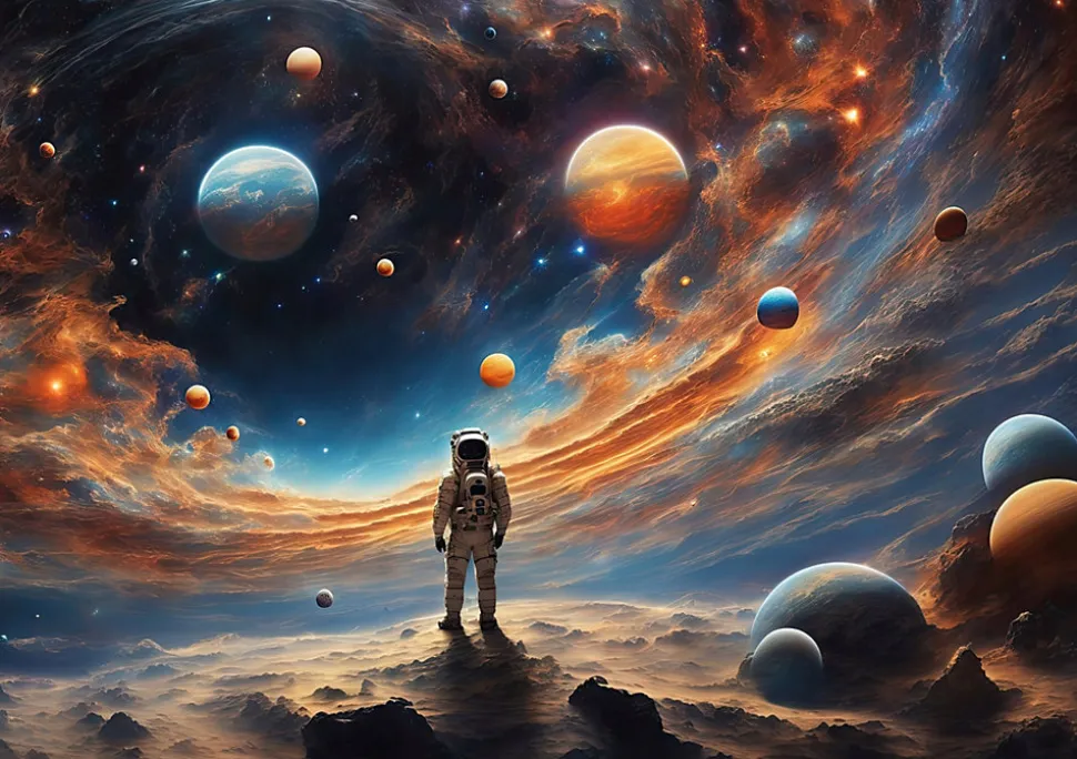 Papier Peint Enfant Cosmos Intissé Panoramique 350x250 cm - Colle Inclus - Chambre Enfant - Moderne Papier Peint