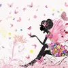 Papier Peint Enfant Fée Papillons Rose Intissé Panoramique 350x250 cm - Colle Inclus - Chambre Enfant - Moderne Papier Peint