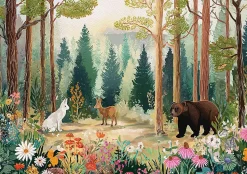 Papier Peint Enfant Forêt Arbres Animaux Intissé Panoramique 350x250 cm - Colle Inclus - Chambre Enfant - Moderne Papier Peint