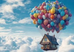 Papier Peint Enfant Intissé Panoramique Pour Enfant Chhambre Sky Ballons 350x250