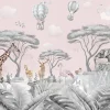 Papier Peint Enfant Jungle Animaux Intissé Panoramique 400x280 cm - Colle Inclus - Chambre Enfant - Moderne Papier Peint