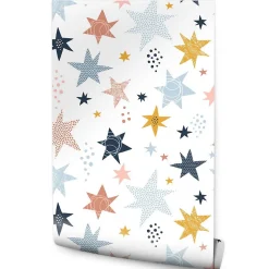Papier Peint ETOILES Colorées Points Pour Chambre D'Enfant