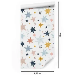 Papier Peint ETOILES Colorées Points Pour Chambre D'Enfant