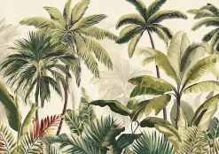 Papier Peint Feuilles Jungle Vert Intissé Panoramique Pour Chambre Cuisine 350x250 cm