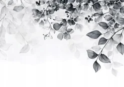 Papier Peint Feuilles Noir et blanc Intissé Panoramique Pour Chambre Cuisine 400x280 cm