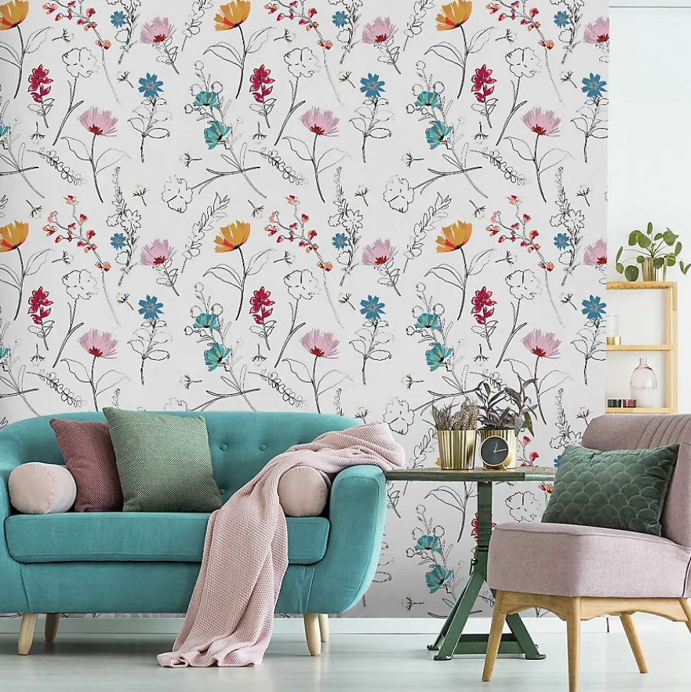 Papier Peint FLEURS Colorées Plantes Pour La Chambre