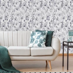 Papier Peint Fleurs Herbes Plantes Dans Style Rétro Pour La Chambre