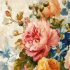 Papier Peint Fleurs Pivoines Béton Intissé Panoramique 350x250 cm - Colle Inclus - Chambre et Salon - Moderne Papier Peint