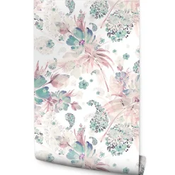 Papier Peint FLEURS Plantes Pastel Pour La Chambre