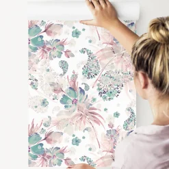 Papier Peint FLEURS Plantes Pastel Pour La Chambre