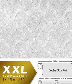 Papier peint floral EDEM 83006BR60 Papier peint intissé à peindre texturé avec des ornements mat blanc