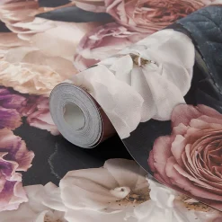 Papier peint floral vinyle sur intissé mauve, GoodHome Drosera