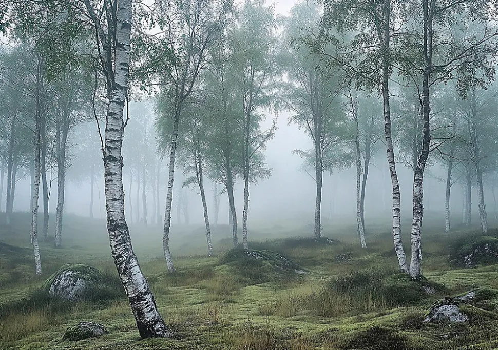 Papier Peint Forêt 3D Vert Intissé Panoramique Pour Chambre Cuisine 350x250