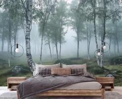 Papier Peint Forêt 3D Vert Intissé Panoramique Pour Chambre Cuisine 350x250