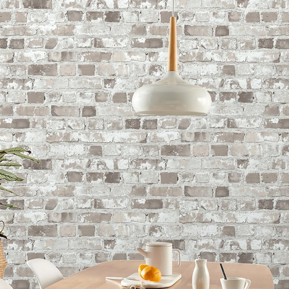 Papier peint imitation brique vinyle sur intissé Givry GoodHome beige rosé