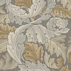 Papier peint intissé Ancanthus neutral imprimé feuillage beige crème L.1000 x l.52cm William Morris