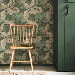 Papier peint intissé Ancanthus burnt imprimé feuillage vert L.1000 x l.52cm William Morris