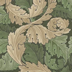 Papier peint intissé Ancanthus burnt imprimé feuillage vert L.1000 x l.52cm William Morris