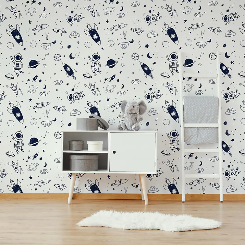 Papier Peint Intissé ASTRONAUTES Cosmos Pour Chambre D'Enfant