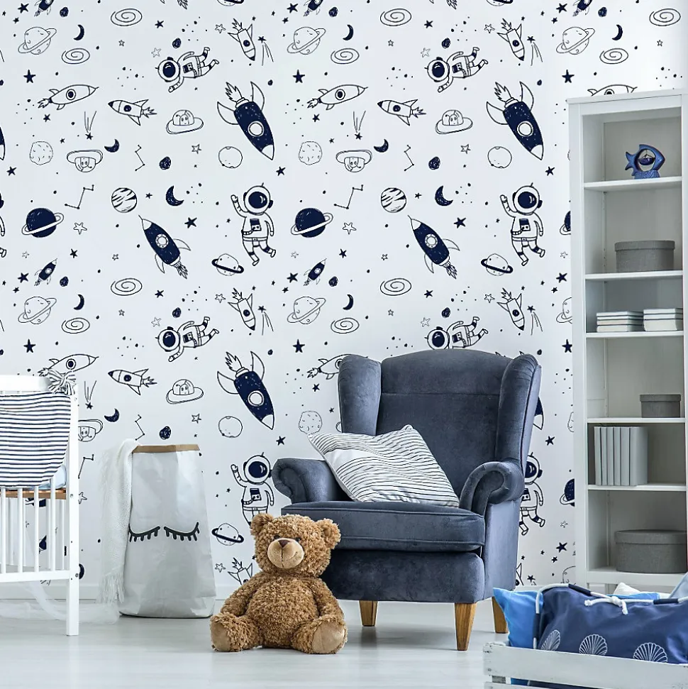 Papier Peint Intissé ASTRONAUTES Cosmos Pour Chambre D'Enfant