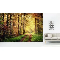 Papier peint intissé AUTOMNAL forêt orangée 400 x 270 cm (LxH) - Tapisserie murale panoramique XXL, Made in France par Scenolia