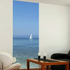 Papier peint intissé Ballade en bord de mer avec Voilier, 250 cm X 96 cm, Panoramique
