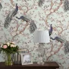 Papier peint intissé Belvedere imprimé paons vert sauge L.1000 x l.52cm Laura Ashley