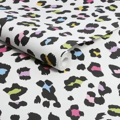 Papier peint intissé Big cat tutti fruitti imprimé léopard multicouleurs L.1000 x l.52cm Envy