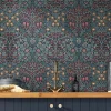 Papier peint intissé Blackthorn navy imprimé nature vert L.1000 x l.52cm William Morris