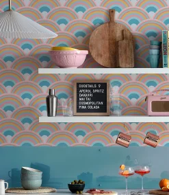 Papier peint intissé Curve sky imprimé arc-en-ciel multicouleurs L.1000 x l.52cm Envy