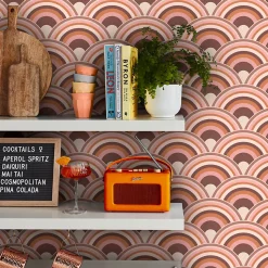 Papier peint intissé Curve earth arc-en-ciel rose, orange, marron L.1000 x l.52cm Envy