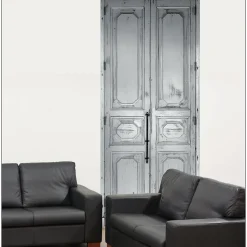 Papier peint intissé 3D effet trompe l'oeil, décor unique de porte de manoir, 96 cm X 250 cm, garanti.