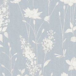 Papier peint intissé Dragonfly garden imprimé fleurs bleu L.1000 x l.52cm Laura Ashley