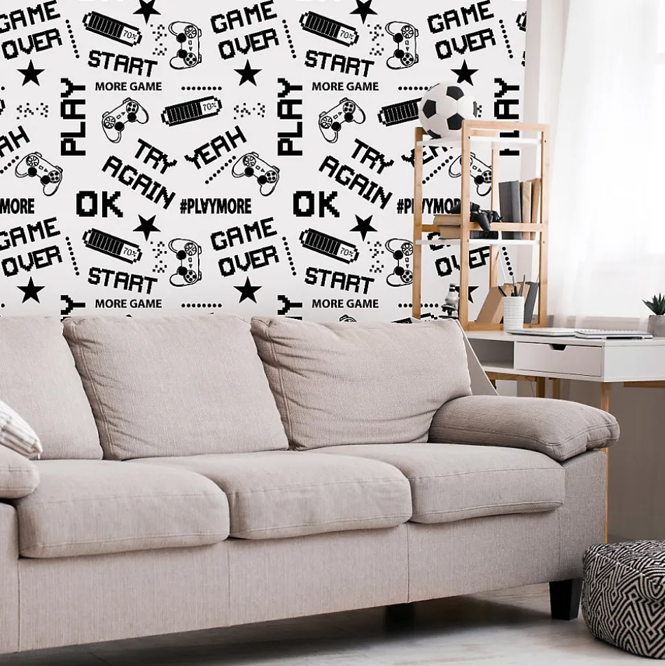 Papier Peint Intissé ECRITS Noir Et Blanc Pour Chambre D'Enfant