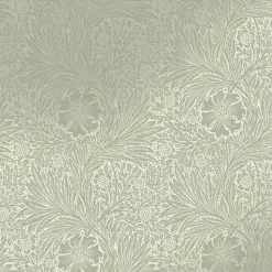 Papier peint intissé effet métallique Marigold fibrous imprimé fleurs brun, vert sauge L.1000 x l.52cm William Morris