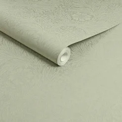 Papier peint intissé effet métallique Marigold fibrous imprimé fleurs brun, vert sauge L.1000 x l.52cm William Morris