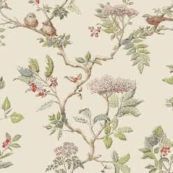 Papier peint intissé Elderwood imprimé fleurs beige L.1000 x l.52cm Laura Ashley
