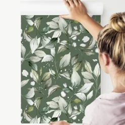 Papier Peint Intissé FEUILLES Brindilles Plantes Pour Chambre