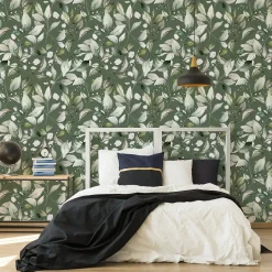 Papier Peint Intissé FEUILLES Brindilles Plantes Pour Chambre